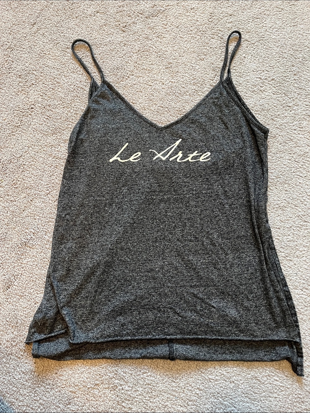 Forever 21 Charcoal Gray Script V-Neck Camisole